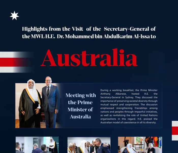 Highlights of the visit of H.E. Sheikh Dr. Mohammed Al-Issa, the Secretary-General of the MWL and Chairman of the Organization of Muslim Scholars, to Australia: