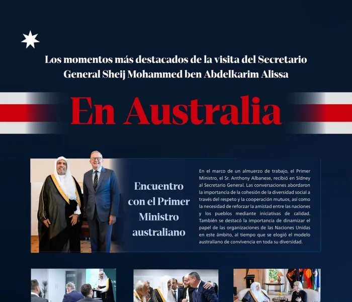 Las principales etapas de la visita en Australia del Secretario General de la Liga del Mundo Islámico, Presidente del Consejo de Ulemas, el Sheij Dr. Mohammed Al-Issa :