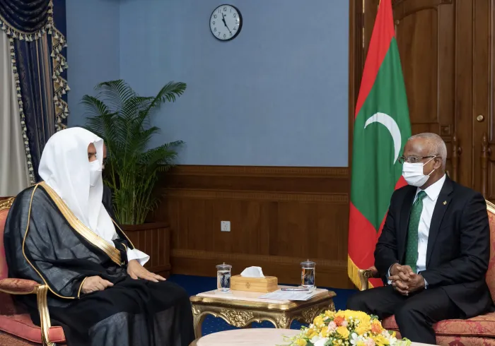 استقبل فخامة رئيس جمهورية المالديف‬⁩، السيد إبراهيم صالح معالي الشيخ د.محمد العيسى‬⁩ في القصر الرئاسي في العاصمة “ماليه”