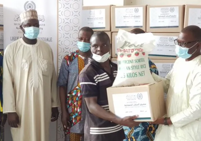 The Muslim World Leauge distributed food baskets to people in Benin