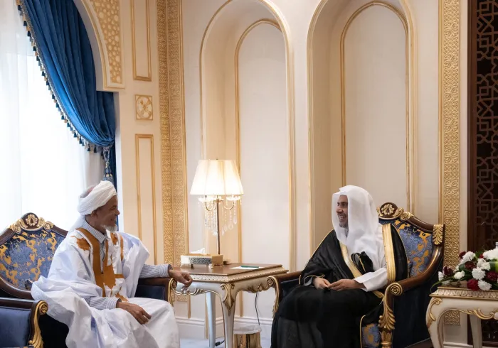 استقبل معالي الشيخ د. محمد العيسى‬⁩ في مقر رابطة العالم الإسلامي‬⁩ بمكة المكرمة، معالي رئيس منتدى علماء أفريقيا، رئيس التجمع الثقافي الإسلامي في موريتانيا وغرب أفريقي