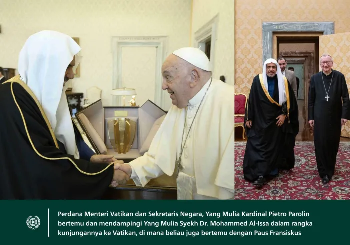 Pada pagi hari kemarin, Paus Fransiskus, Pemimpin Gereja Katolik, menerima Yang Mulia Sekretaris Jenderal LMD, Ketua Organisasi Ulama Muslim, Syekh Dr. Mohammed Alissa