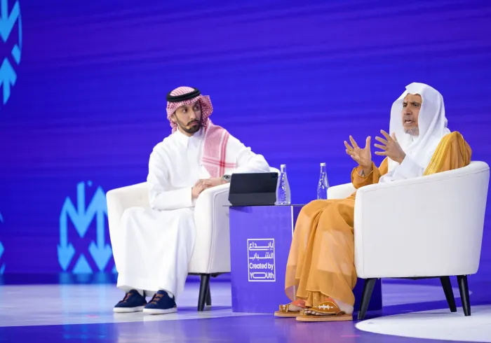 معالي الشيخ د.⁧‫محمد العيسى‬⁩ ⁦‪‬⁩، الأمين العام لرابطة العالم الإسلامي، رئيس هيئة علماء المسلمين، متحدثًا رئيسيًّا في نسخة هذا العام من منتدى "مسك" العالمي