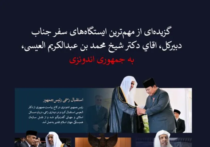 گزيده اي از تصاوير مهم‌ترین ایستگاه‌های سفر جناب دبیرکل، رئیس انجمن علمای مسلمان، اقاي دكتر ‌شيخ محمد العيسى به جمهوری اندونزی، را مشاهده كنيد