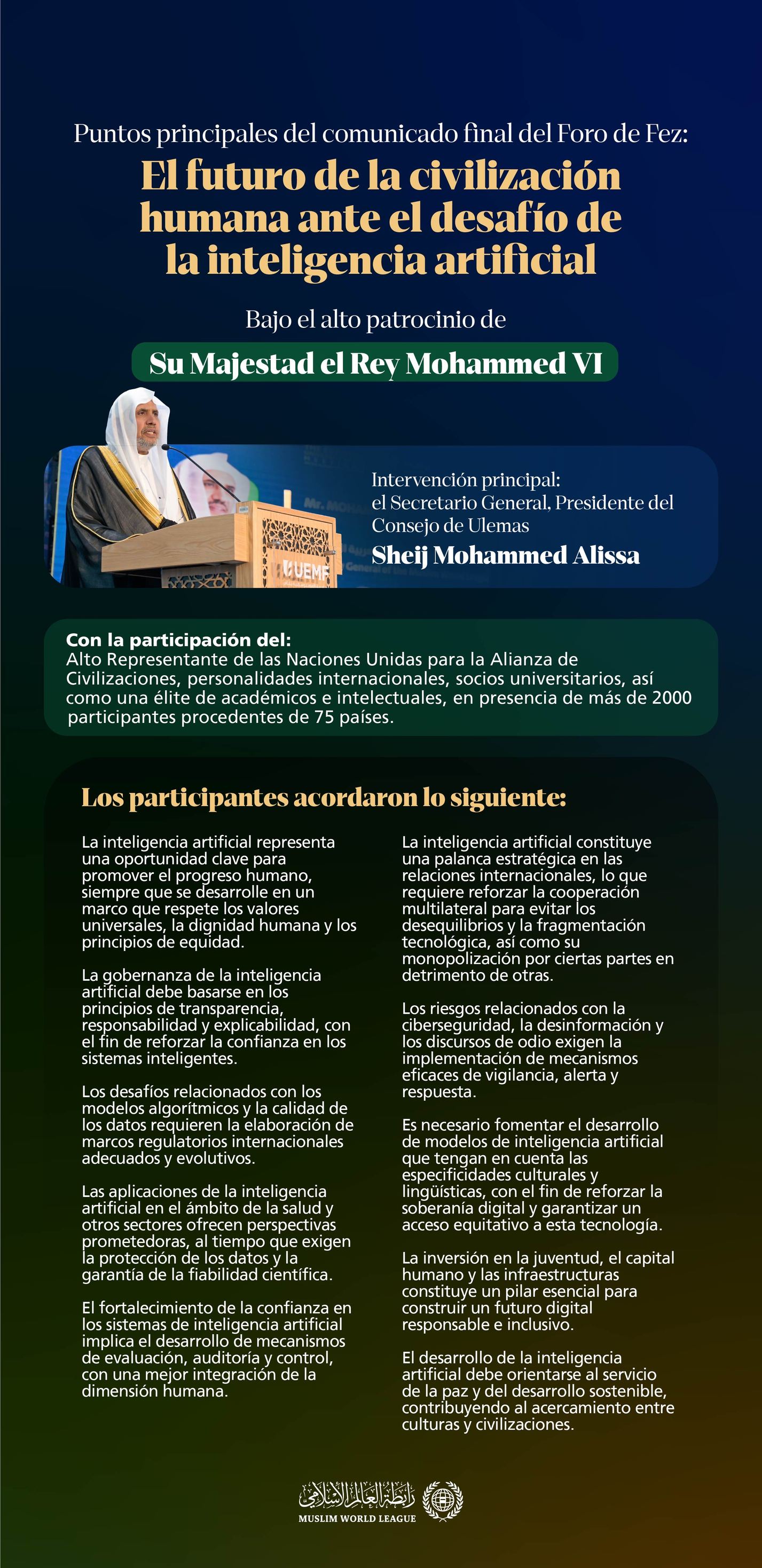 La Conferencia de la Universidad Euro-Mediterránea publicó la «Declaración de Fez» sobre la civilización humana y la inteligencia artificial. A continuación, los principales puntos