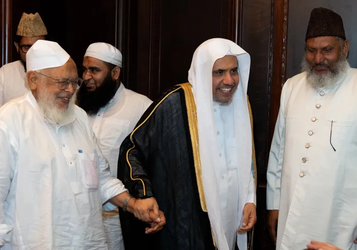 جناب دبیر کل، و رئیس انجمن علمای مسلمان، آقای شیخ دکتر محمد العیسی در پایتخت هند دهلی نو، با رئیس انجمن علمای هند، جناب شیخ ارشد مدنی و هیئت همراهش دیدار نمود.