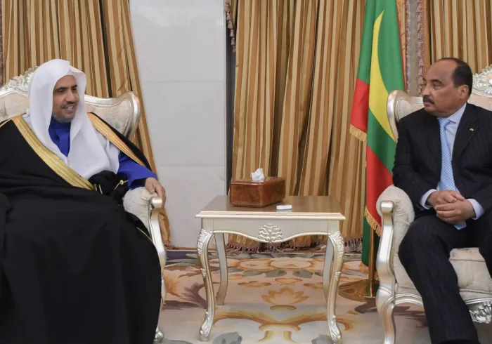فخامة الرئيس الموريتاني السيد محمد ولد عبدالعزيز يستقبل صاحب الفضيلة والمعالي الشيخ الدكتور محمد بن عبد الكريم العيسى في قصر الرئاسة في نواكشوط