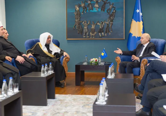 His Excellency the Prime Minister of the Republic of Kosovo Mr. Isa Mustafa hosts His Excellency Sheikh Dr. Mohammed bin Abdul Karim Al-Issa, alongside other members of the Government