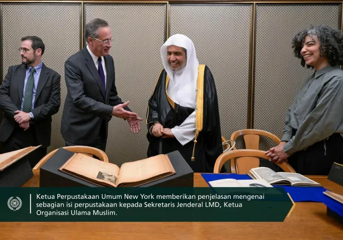 Di perpustakaan terbesar ketiga di dunia: Perpustakaan Umum New York menyambut Yang Mulia Sekretaris Jenderal LMD, Ketua Organisasi Ulama Muslim, Syekh Dr. Mohammed Alissa