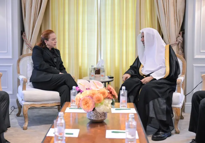Yang Mulia Sekretaris Jenderal LMD sekaligus Ketua Organisasi Ulama Muslim, Syekh Dr. Mohammed Al-Issa , bertemu dengan Kandidat Sekretaris Jenderal PBB, Ibu María Espinosa