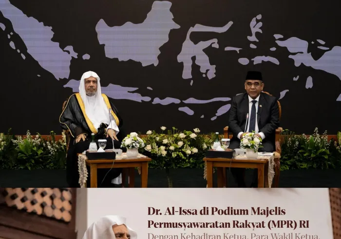 Sekretaris Jenderal LMD di podium Majelis Permusyawaratan Rakyat (MPR) RI, dengan kehadiran Ketua, para Wakil Ketua, dan para anggota: