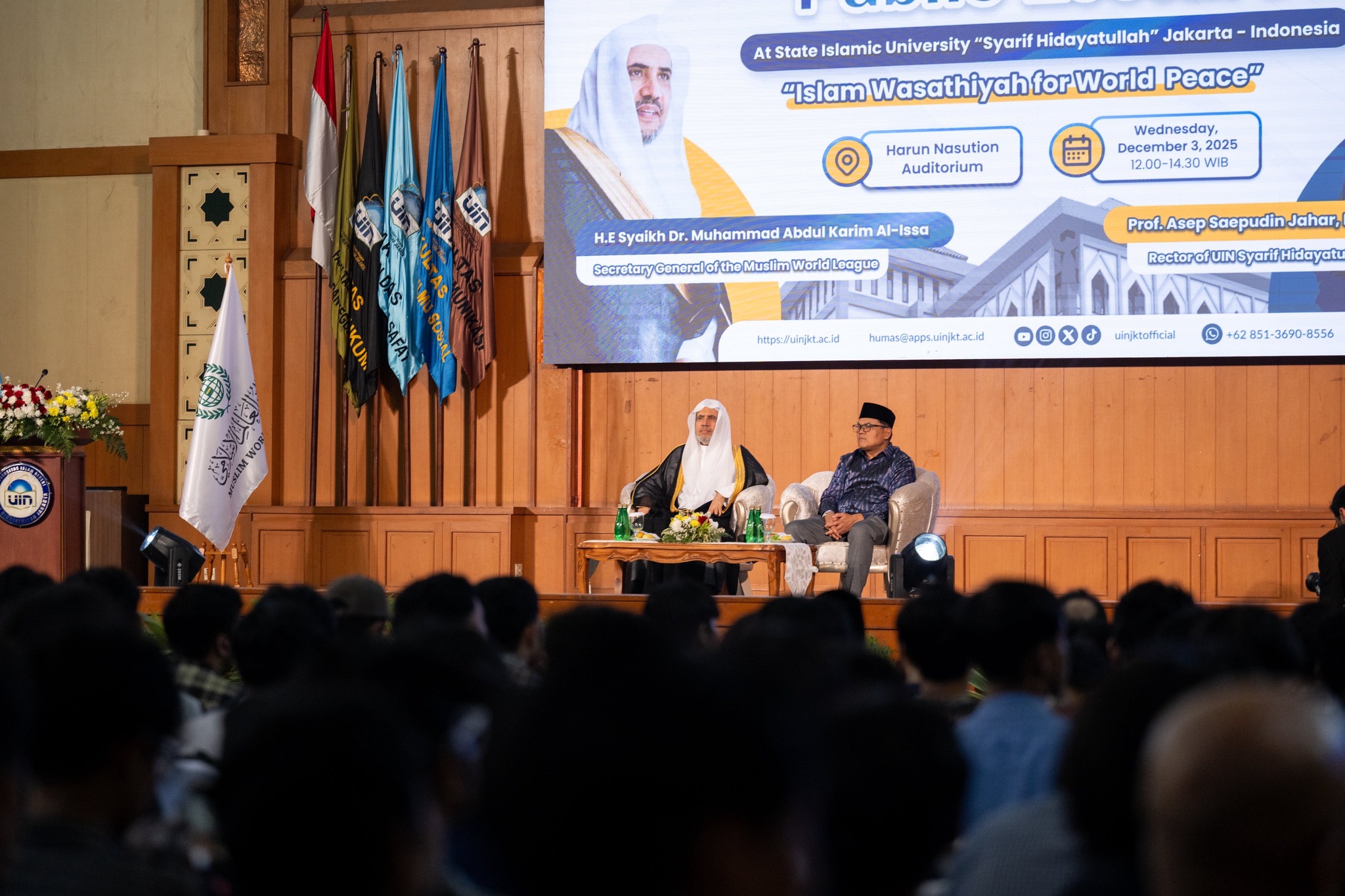 H.E. Sheikh Dr. Mohammed Al-Issa, delivered a public lecture at the State Islamic University “Syarif Hidayatullah” in the Indonesian capital, Jakarta