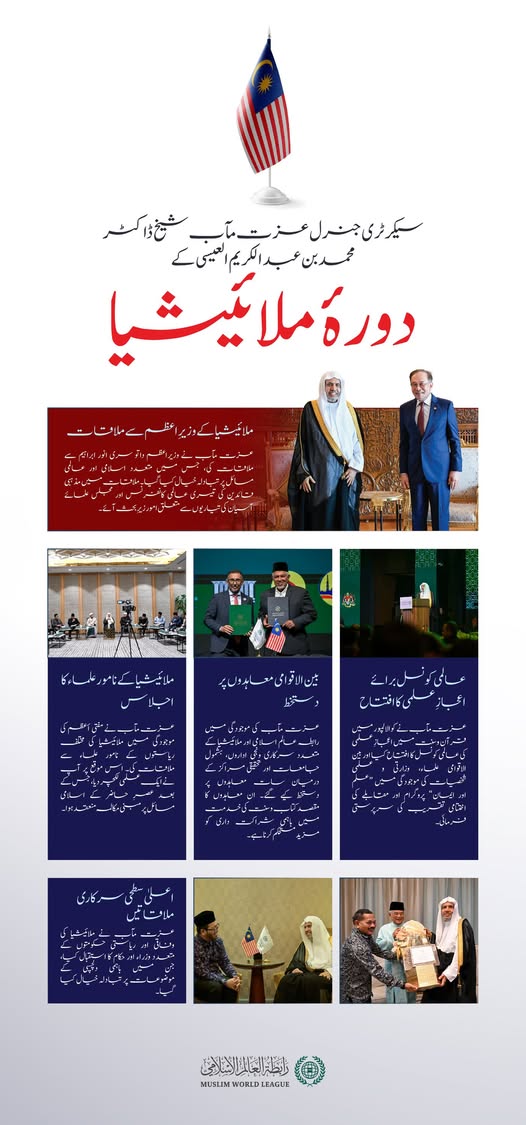 سیکرٹری جنرل رابطہ اور چیئرمین مسلم علماء کونسل، عزت مآب شیخ ڈاکٹر محمد العیسی کے مملکتِ ملائیشیا کے دورے کی اہم جھلکیاں