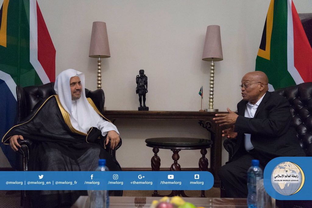 The President of the Republic of South Africa Jacob Zuma receiving His Excellency the MWL's Secretary General
