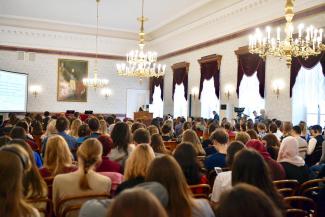 Dr. Alissa delivering a lecturer at Kazan University: “We firmly believe; earth has been and will remain forever an abode to the multitude of religions, civilizations and nationalities.