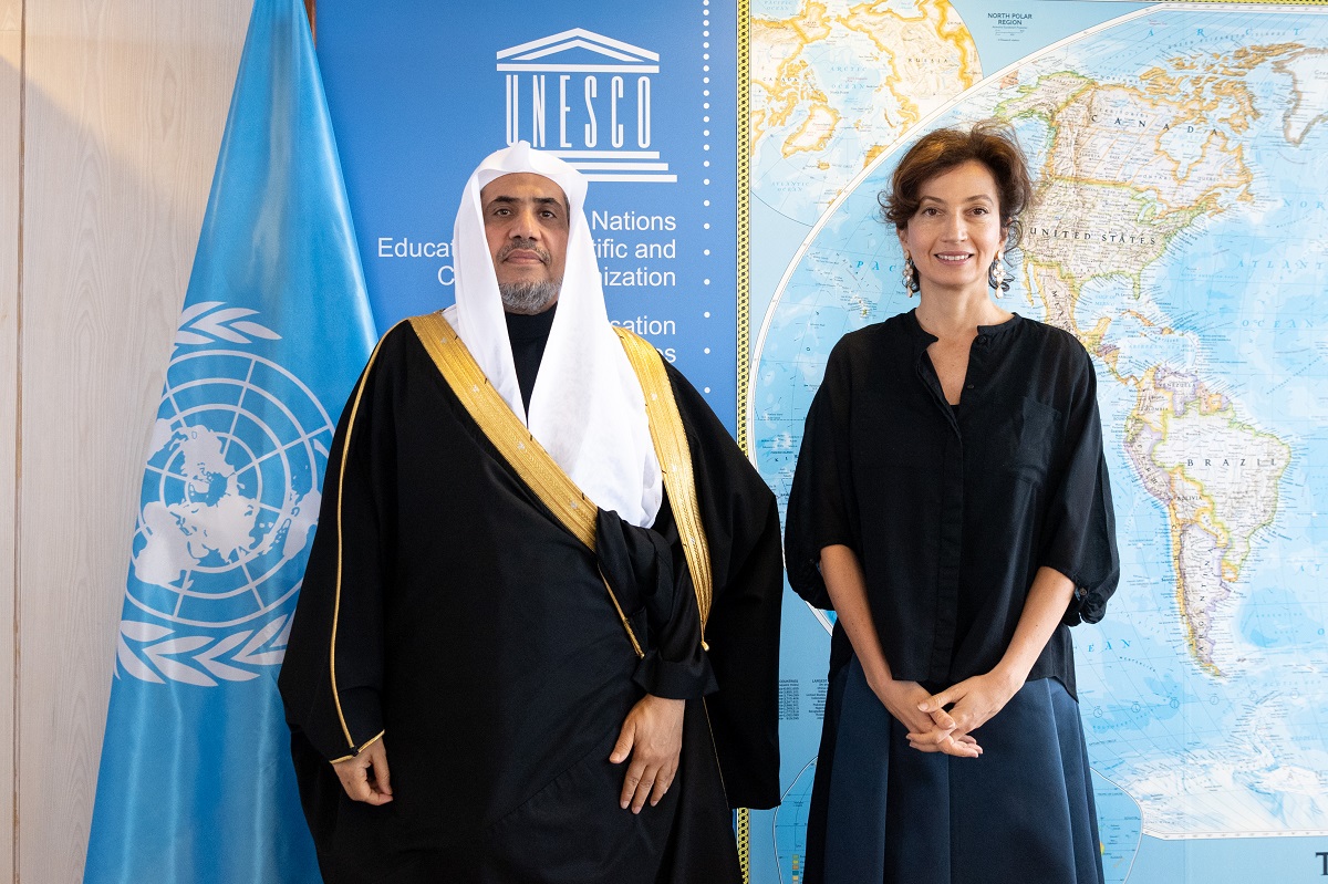 At the UNESCO headquarters His Excellency the Secretary General Sheikh Dr. Muhammad Alissa meets with UNESCO Director General Audrey Azoulay