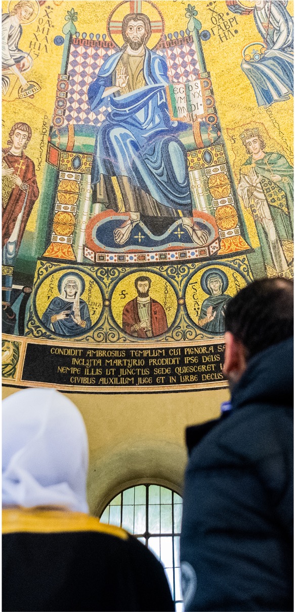In Italy, His Excellency spoke to students at the Catholic University of the Sacred Heart and visited the Basilica of St. Ambrose
