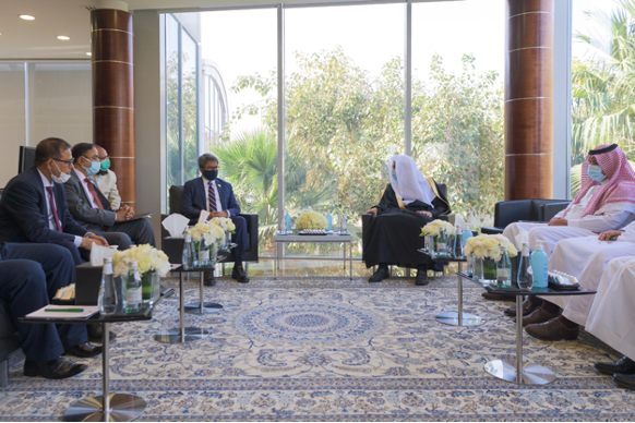 His Excellency Sheikh Dr. Mohammad bin Abdulkarim Al-Issa met with Mohammad Hanif Atmar, Minister of Foreign Affairs of the Islamic Republic of Afghanistan