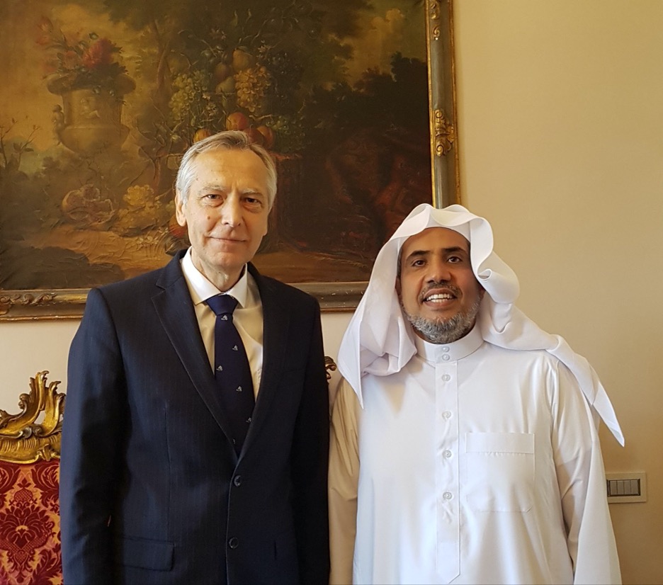 His Excellency Sheikh Dr. Mohammad bin Abdulkarim Al-Issa Discusses Cooperation with Jan Figel, EU Special Envoy for the Promotion of Freedom of Religion