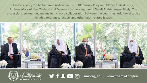 Secretary General Dr. Al-Issa Meets Ambassadors of Denmark and New Zealand