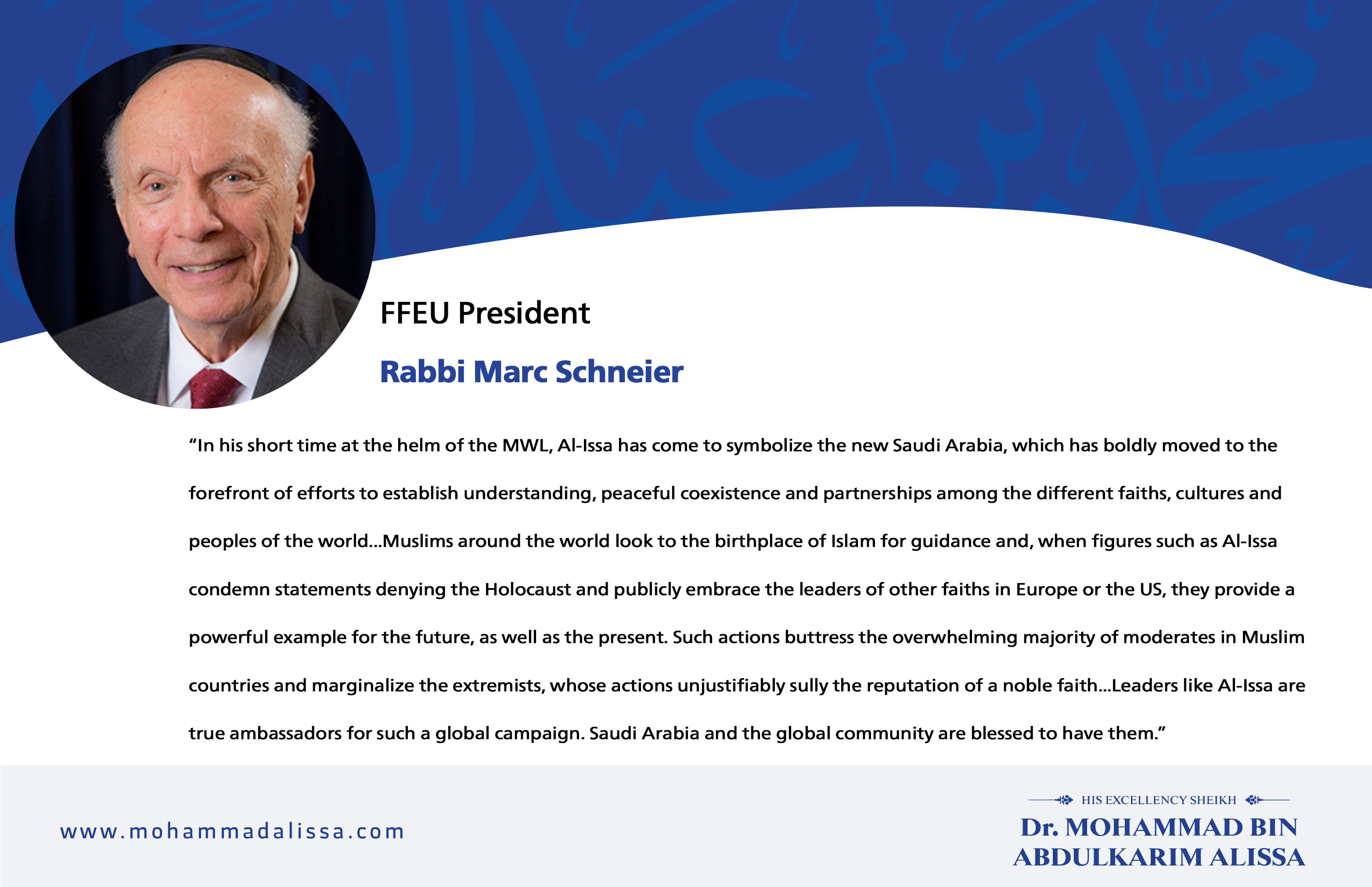 Interfaith Rabbi Recognizes Dr. Al-Issa’s Leadership in Arab News Editorial Column