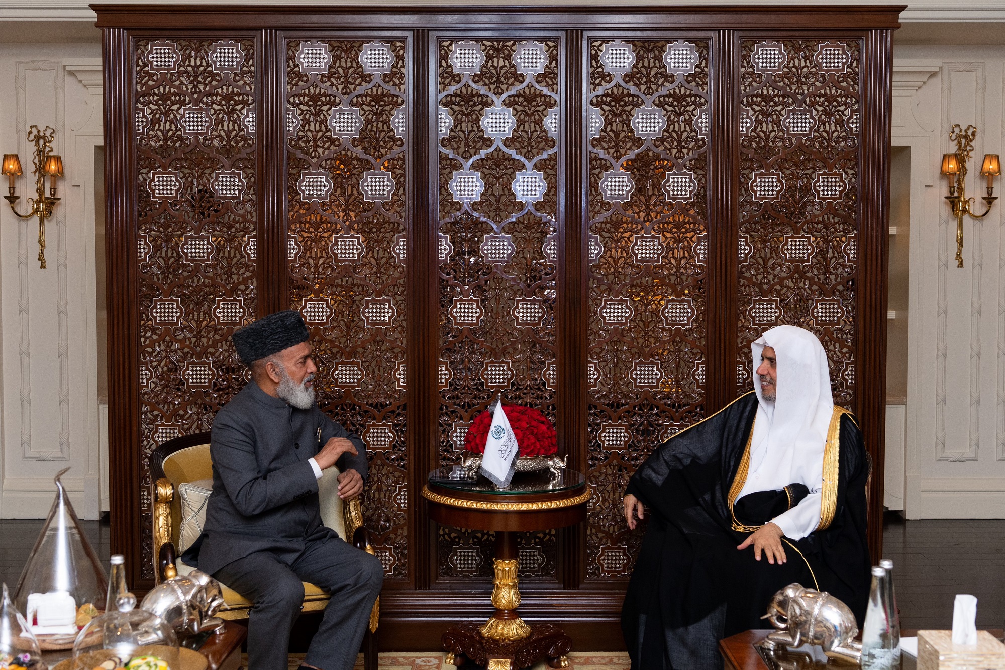 Le Dr Mohammed Al-Issa a rencontré à New Delhi le cheikh Hussain Madavur, président de l'Université islamique de Malabar au Kerala.