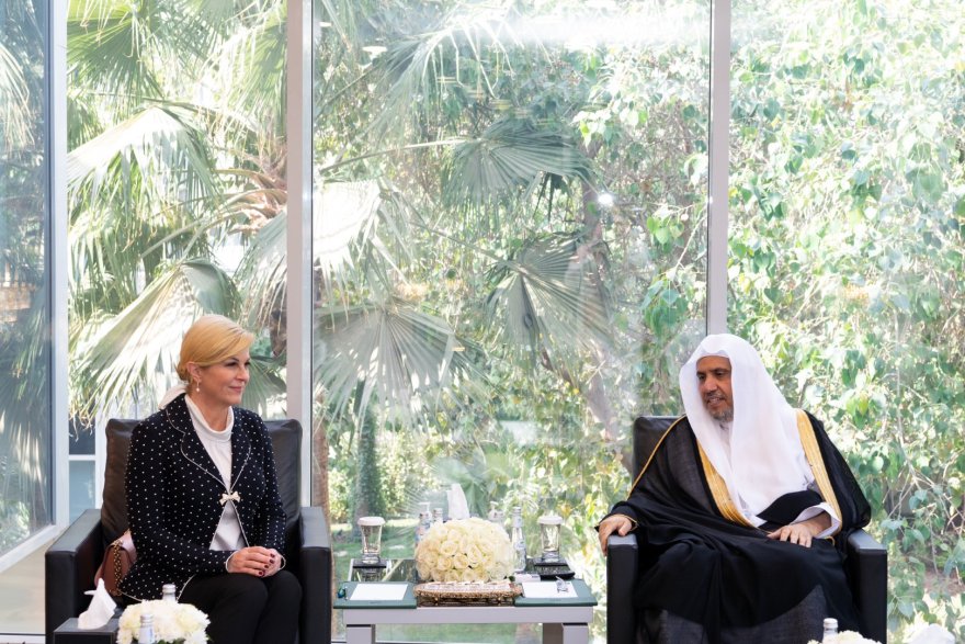 At his office in Riyadh, His Excellency Sheikh Dr.Mohammed Al-Issa,  met with Her Excellency Ms. Kolinda Grabar-Kitarovic, former President of the Republic of Croatia.