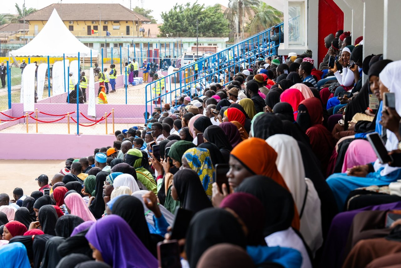 Footage from the opening of the Muslim World League's Qur’an Memorization Competition for the West African region, held at Estádio Lino Correia in the capital of Guinea-Bissau.