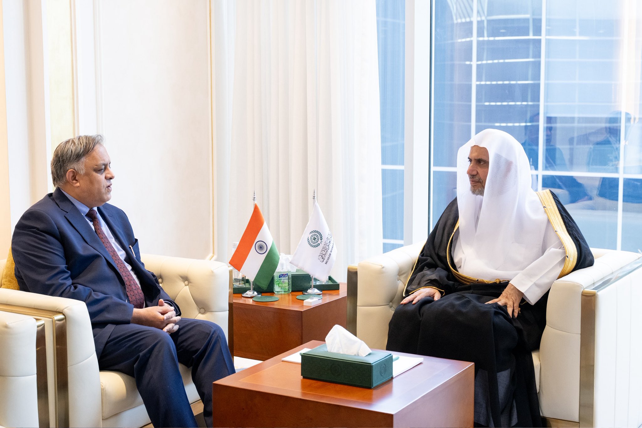Secretary General and President Organisation of Muslim Scholars Sheikh Mohammed Alissa received Ambassador of the Republic of India to Kingdom of Saudi Arabia in Riyadh, Mr. Suhel Ajaz Khan.