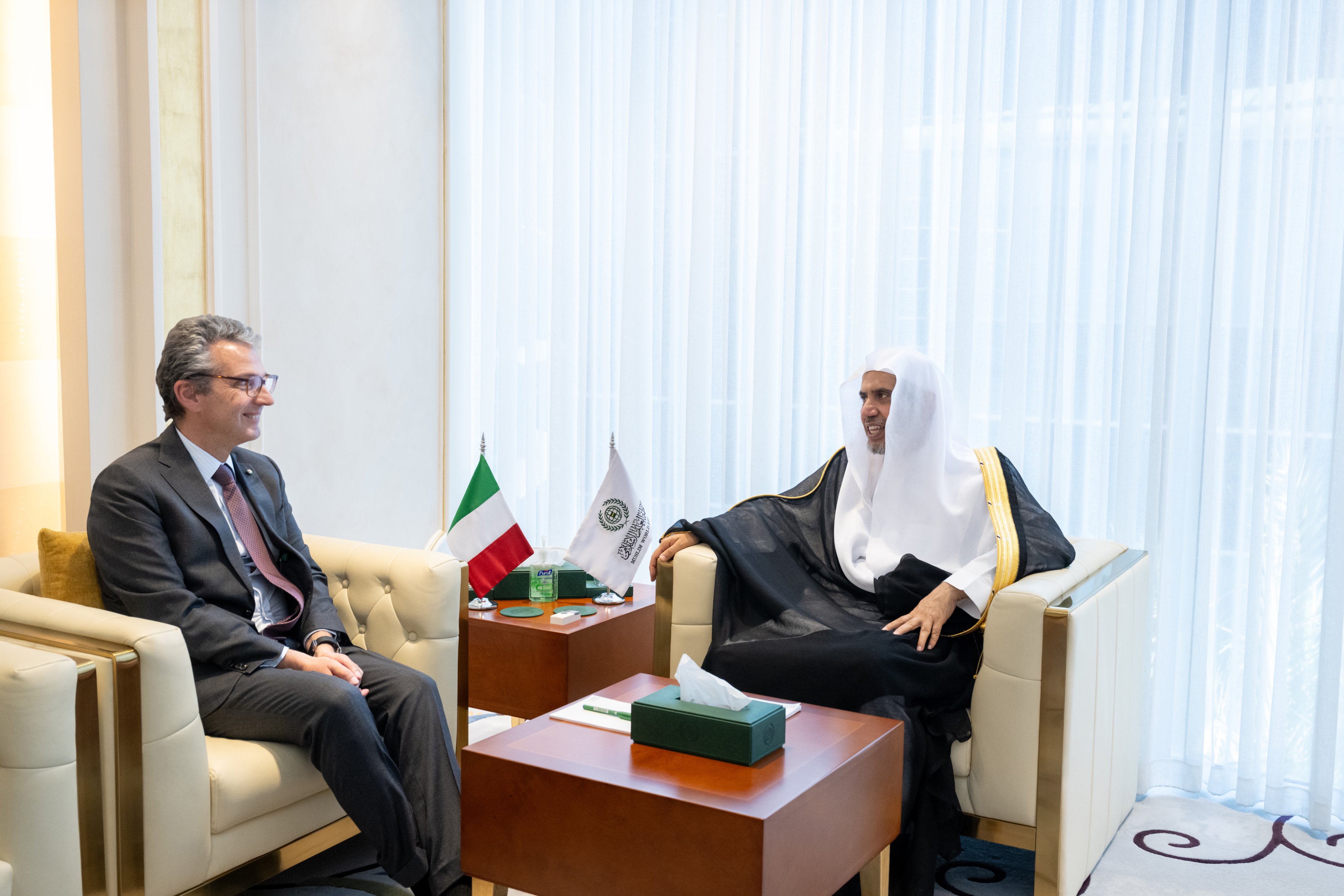 Earlier today at the MWL office in Riyadh, His Excellency Sheikh Dr. Mohammed Alissa, Secretary-General of the MWL and Chairman of the Organization of Muslim Scholars, met with His Excellency