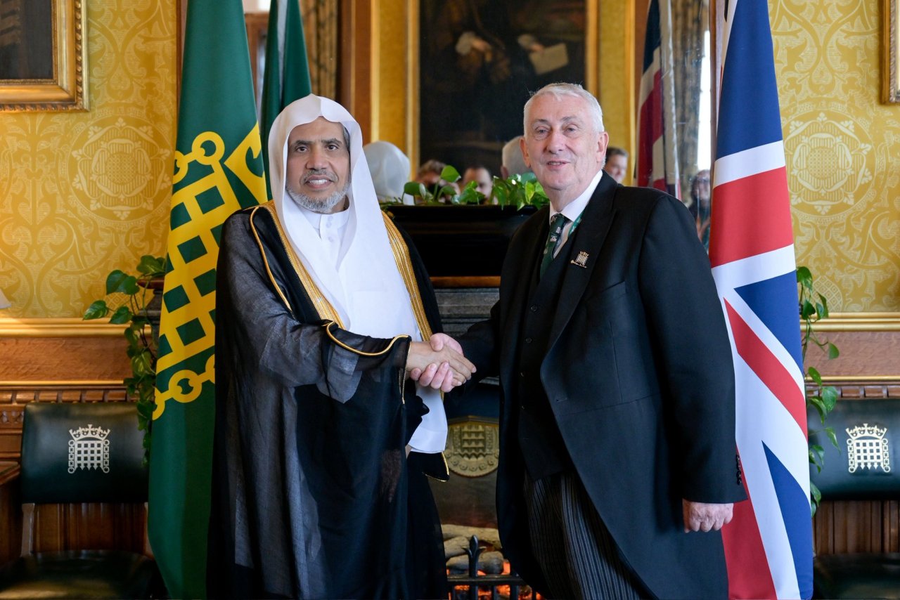H.E. Sheikh Dr. Mohammed Al-issa, met with H.E. Sir Lindsay Hoyle, Speaker of the British Parliament and Speaker of the House of Commons, at his office