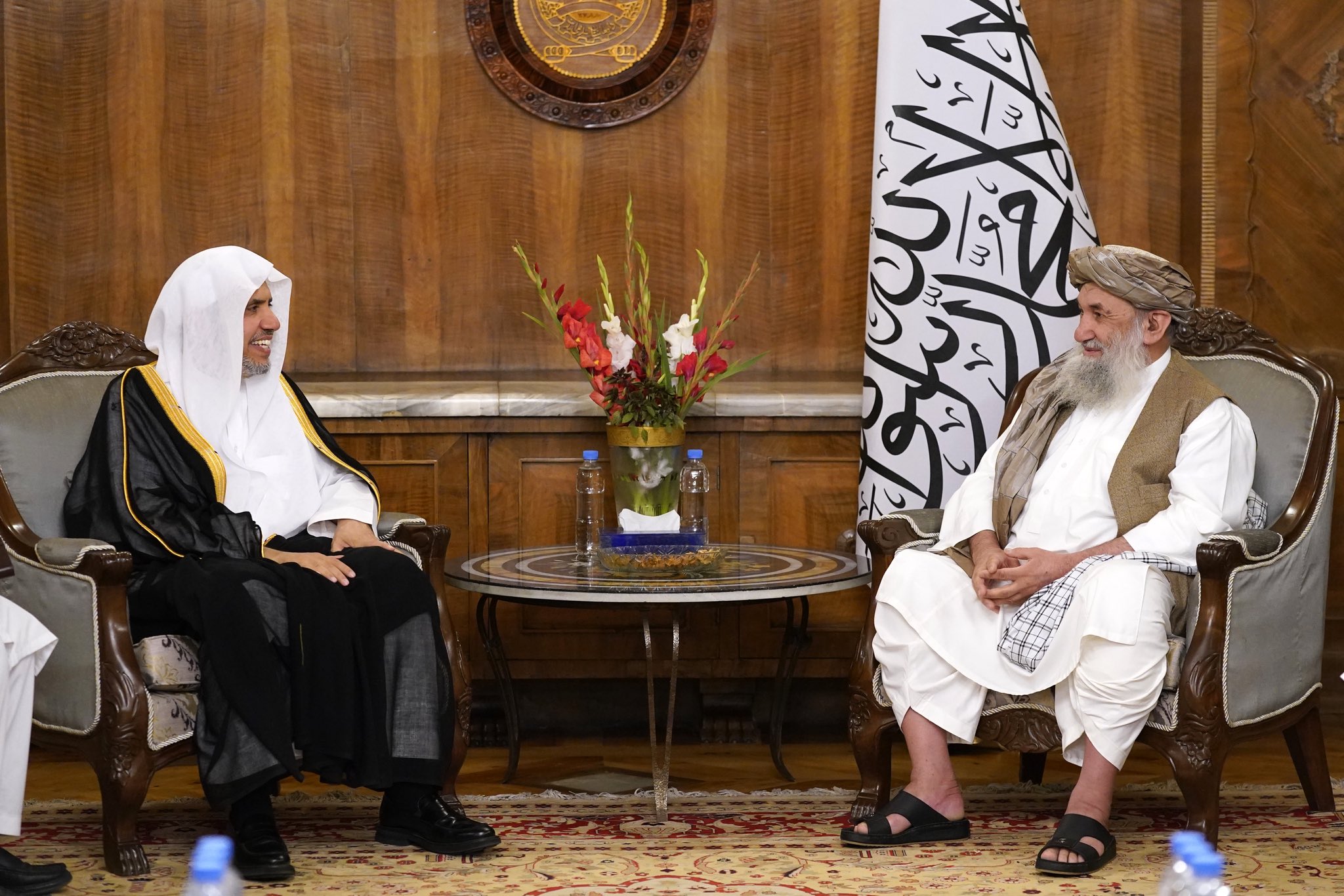 On the occasion of a grand official reception, Mullah Mohammad Hasan Akhund, Prime Minister of Afghanistan, received H.E. Sheikh Dr. Mohammed Alissa